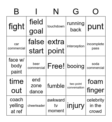 Football Bingo Card