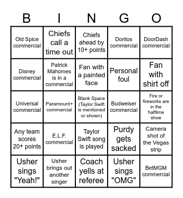 IN OUR SUPER BOWL LVIII ERA <3 Bingo Card