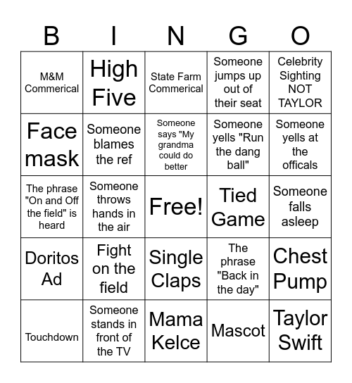 Super Bowl 58 Bingo Card