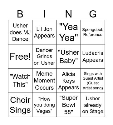 Haltime Bingo Card