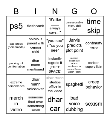 Dhar Mann Bingo v4 Bingo Card