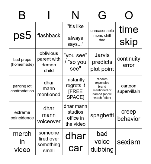 Dhar Mann Bingo v4 Bingo Card