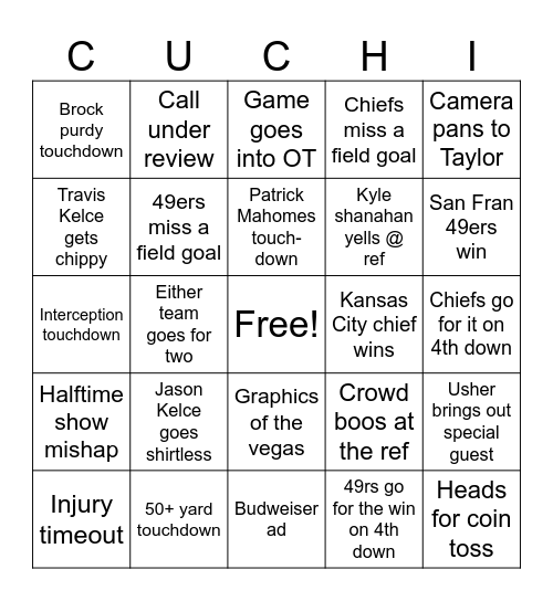 SPORTS Bingo Card