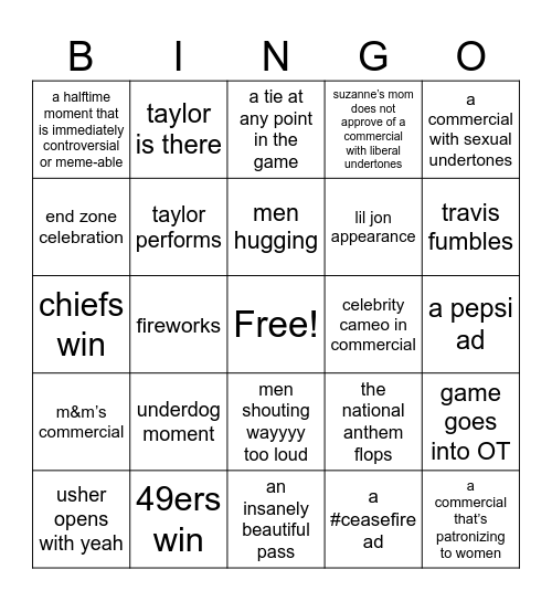 yay sports Bingo Card