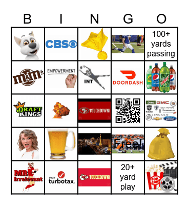 Super Bowl Bingo Card