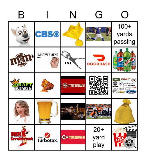 Super Bowl Bingo Card