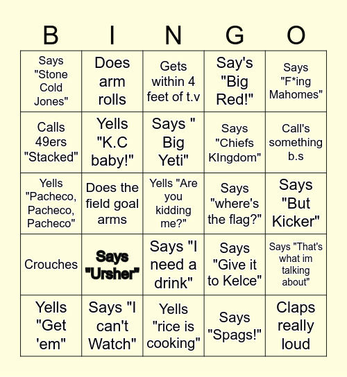 Superbowl Bingo Card