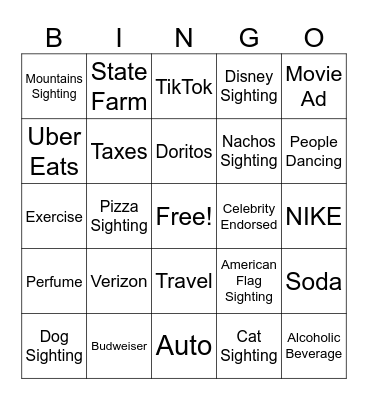 Commercial Bingo Card