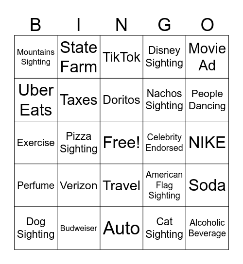 Commercial Bingo Card