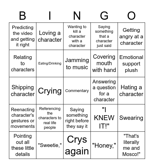 NSAF Bingo Card