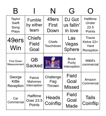 2024 SuperBowl Bingo!!!!!! Bingo Card