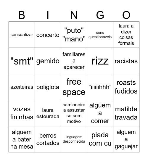 priminhas amigas Bingo Card