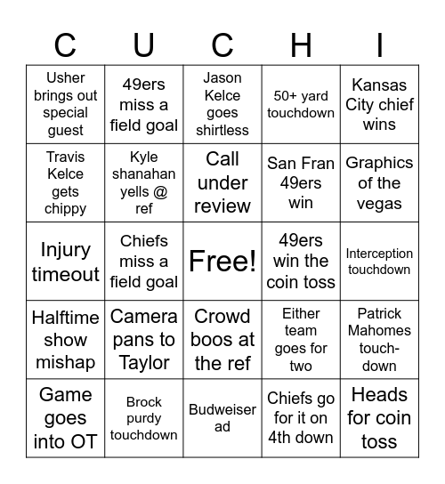 SPORTS Bingo Card