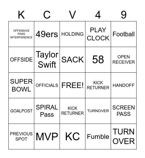 FOOTBALL Bingo Card