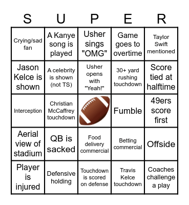 Super Bowl 2024 LVIII Bingo Card