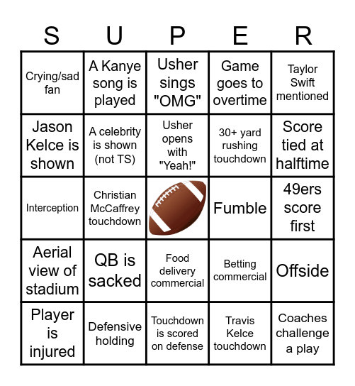 Super Bowl 2024 LVIII Bingo Card