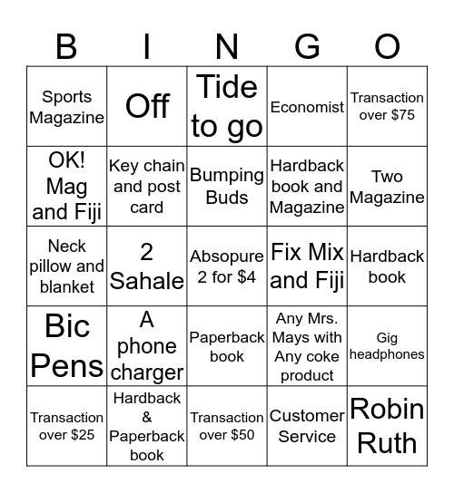 Shellis Bingo Card
