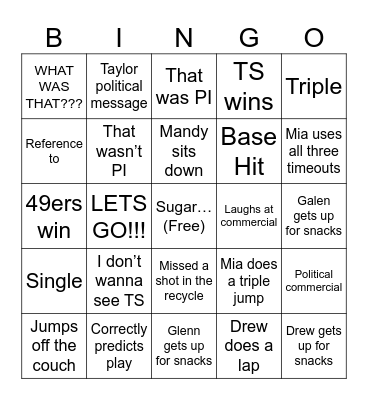 Super Bowl 2024 Bingo Card