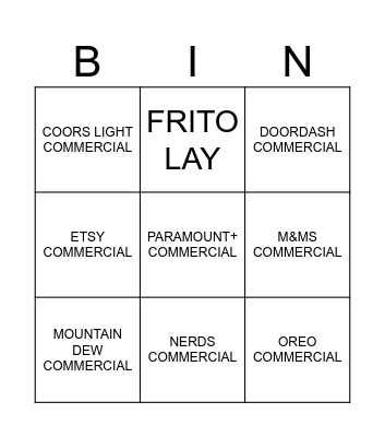 Super Bowl 2024 Bingo Card