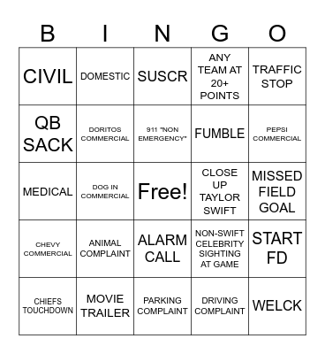 Dispatch Superbowl Bingo Card