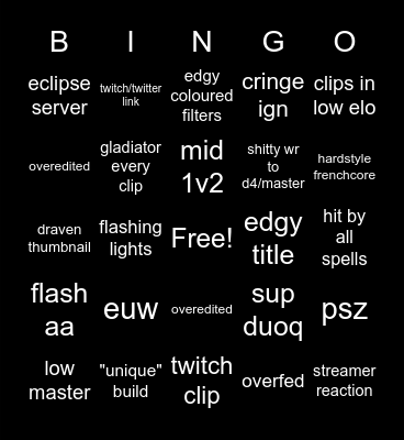 draven montage bingo Card