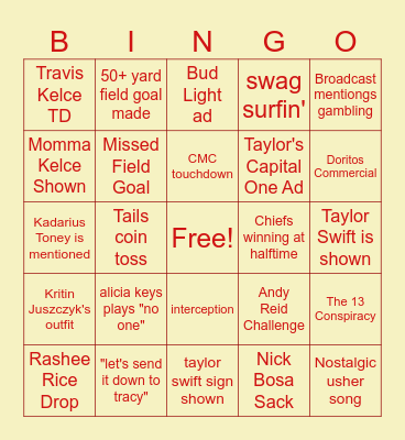 Superbowl 53 Bingo Card