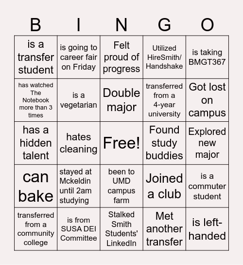 SUSA DEI Transfer Mixer Bingo Card