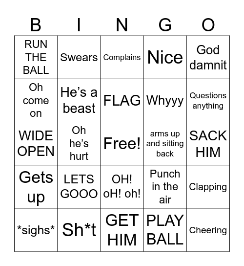 CARA FOOTBALL Bingo Card