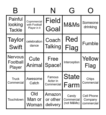 SUPER BOWL Bingo Card