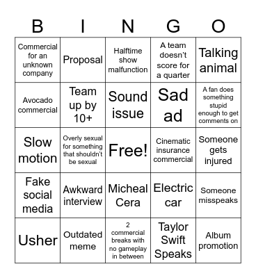 We love football Bingo Card