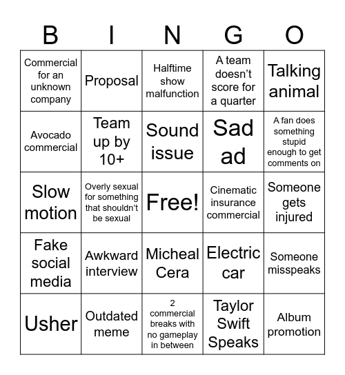 We love football Bingo Card