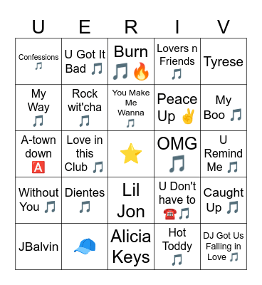 Usher SuperbOwl Bingo Card