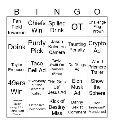 TRC Super Bowl 58 Bingo Card