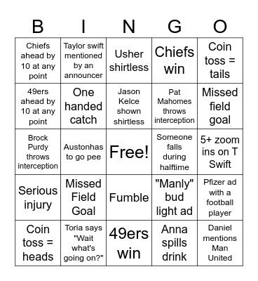 Buper bowl Bingo Card