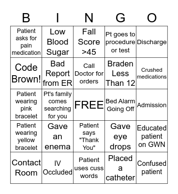 NURSING BINGO Card