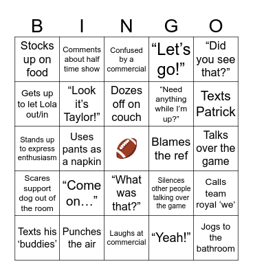 SUPER BOWL STEVEN Bingo Card