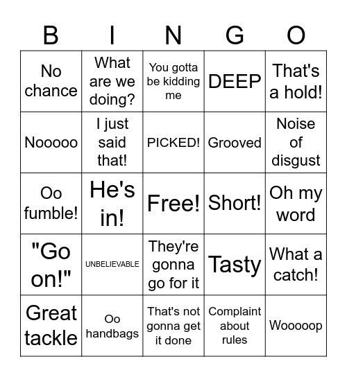 JARNATHAN NO Bingo Card