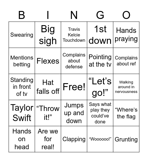 super bowl bingo Card