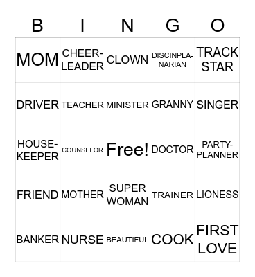 MOTHERS Bingo Card