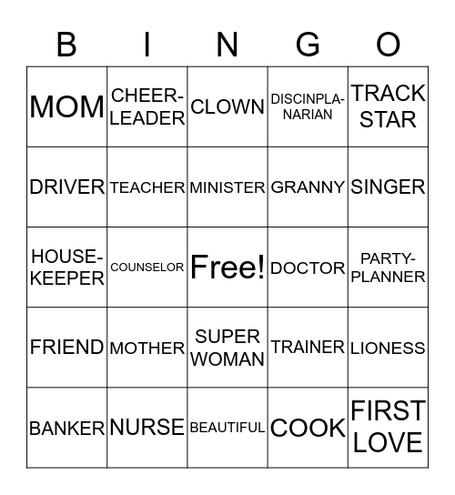 MOTHERS Bingo Card