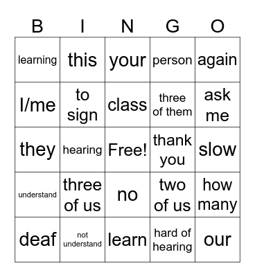 Unit 2 Bingo Card