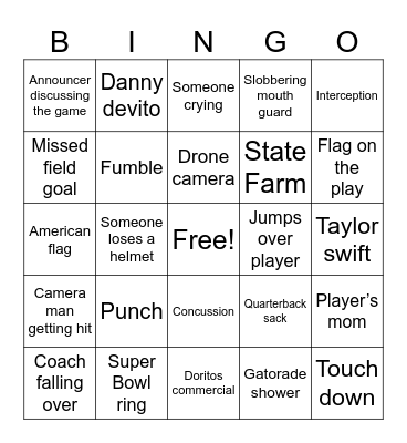 Halftime bingo Card