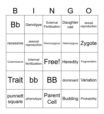 Life Science Bingo Card