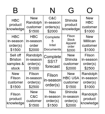 Laura's  Bingo Card