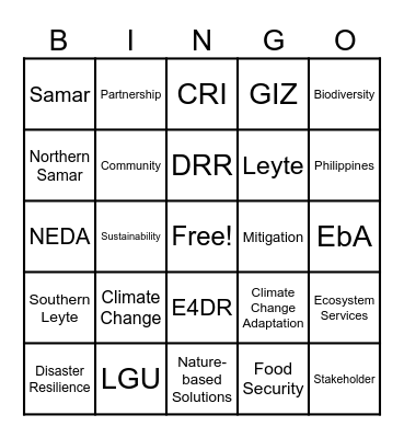 E4DR TEAM Bingo Card