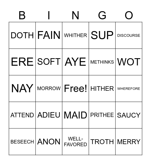 WILGO Bingo Card