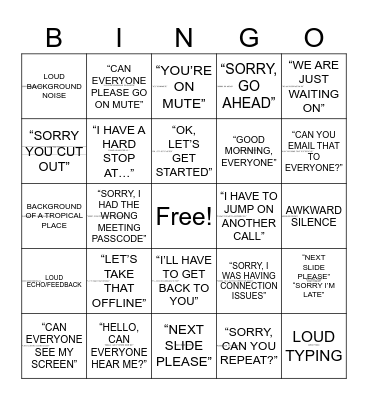 TEAMS CALL BINGO Card