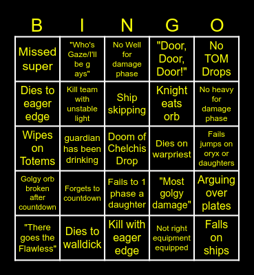 Kings Fall Bingo Card