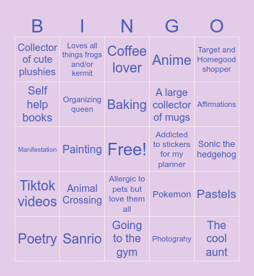 Bianca’s Pen Pal Card Bingo Card