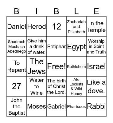 Bible Review Bingo Card